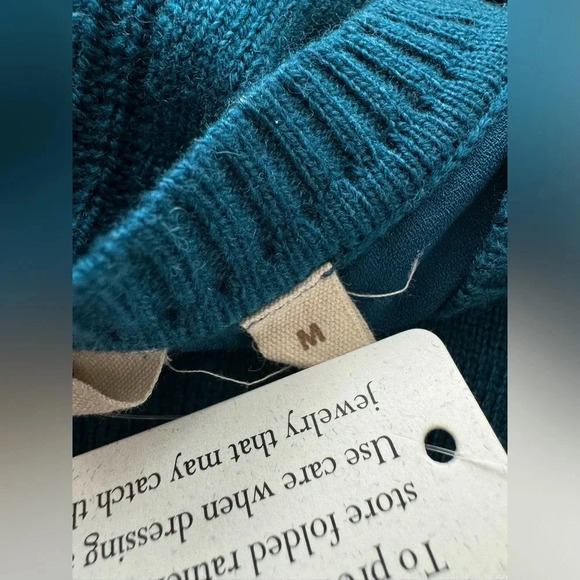 Soft surroundings M mixed media sweater tunic top in teal, wool blend - Picture 11 of 11